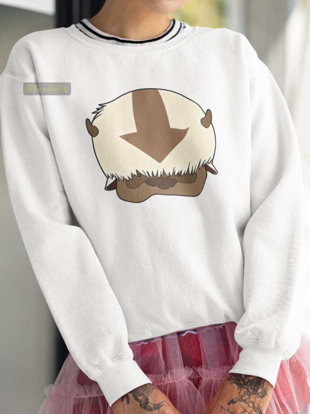 🆕Appa Face Fleece Crew Sweatshirt White